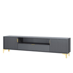 Tide Crest Gold Tv Unit 200cm - Fluted Design | Dark Grey