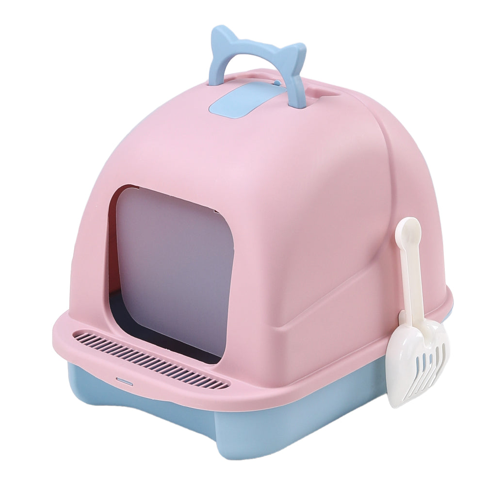 Durable Pp Cat Litter Box With Handle And Scoop Portable | Pink