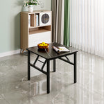 60*60*50cm Square Folding Coffee Table With Marble Effect Top | 60cm x 60cm | Black