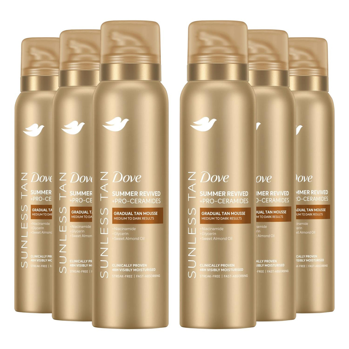 Dermaspa Summer Revived Self Tan Mousse, Medium-dark Skin, 6 X 150ml | Set of 6