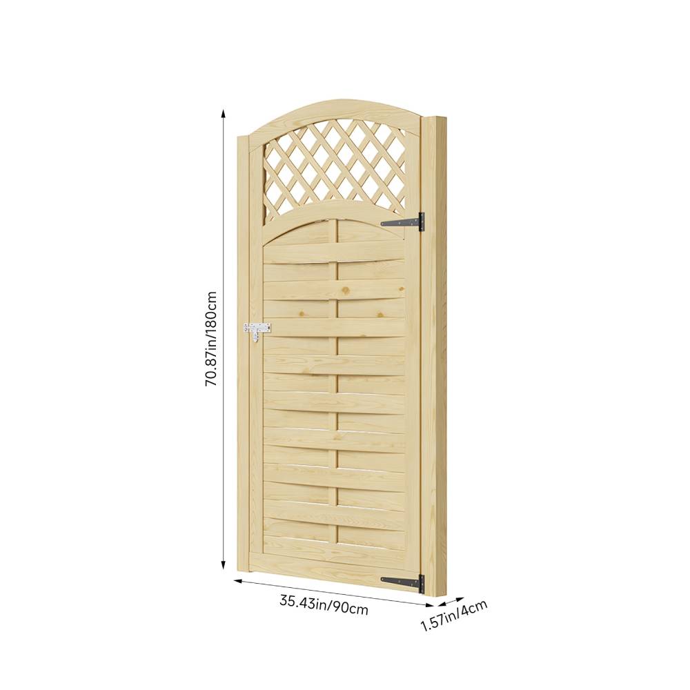 90cm W X 180cm H Lattice Top Wooden Garden Gate With Door Latch