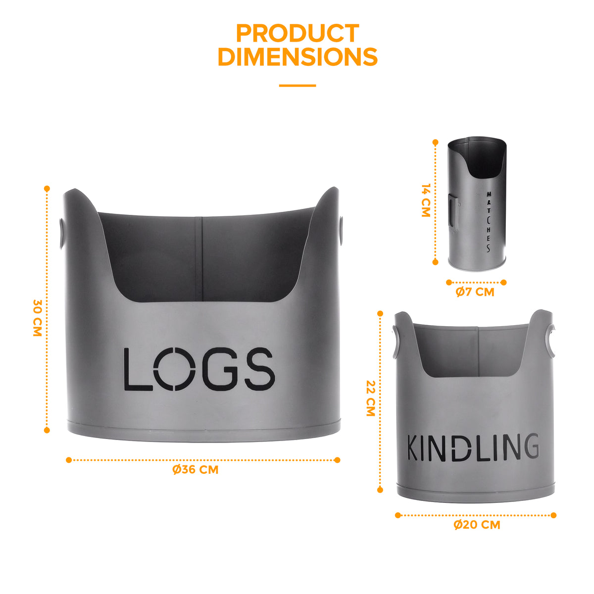 Livivo 3 Piece Fireplace Log & Kindling Storage Bucket Set