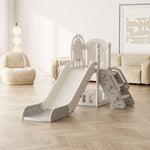 Toddler Slide Playset With Climbing Stairs & Basketball Hoop Safe Indoor/outdoor Activity Toy For Kids | Grey