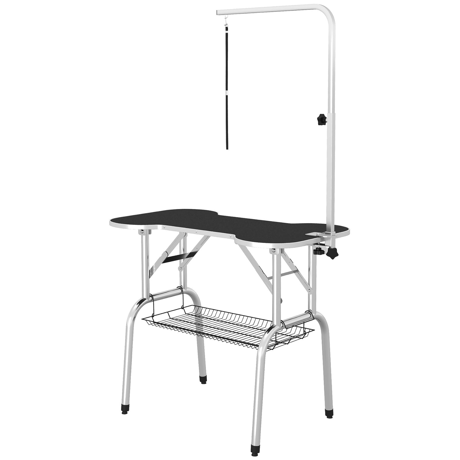 Pet Foldable Grooming Table W/ Adjustable Arm Non-slip Tabletop Leash