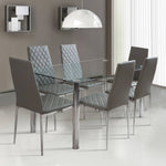 Pvc High Back Modern Dining Chairs | Set of 4 | Grey