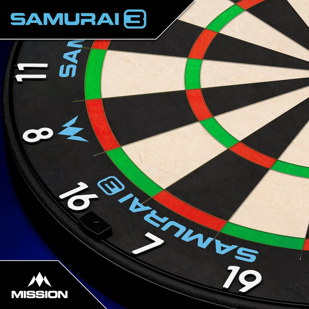 Samurai 3 Dartboard - Professional - Knife Wire - Black Number Ring | One Size | Multi