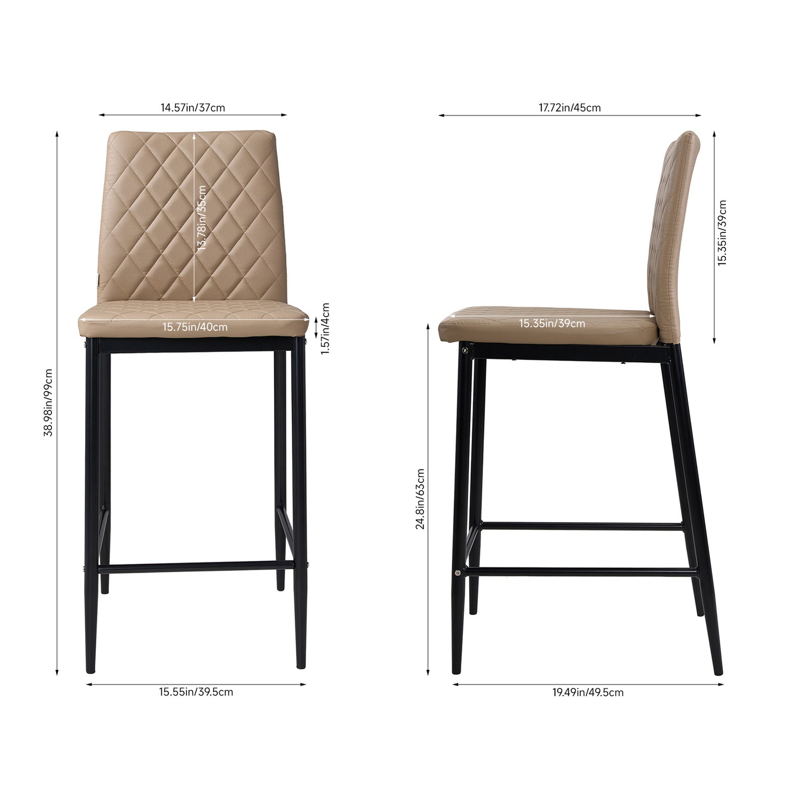 2pcs Upholstered Bar Stools | Camel
