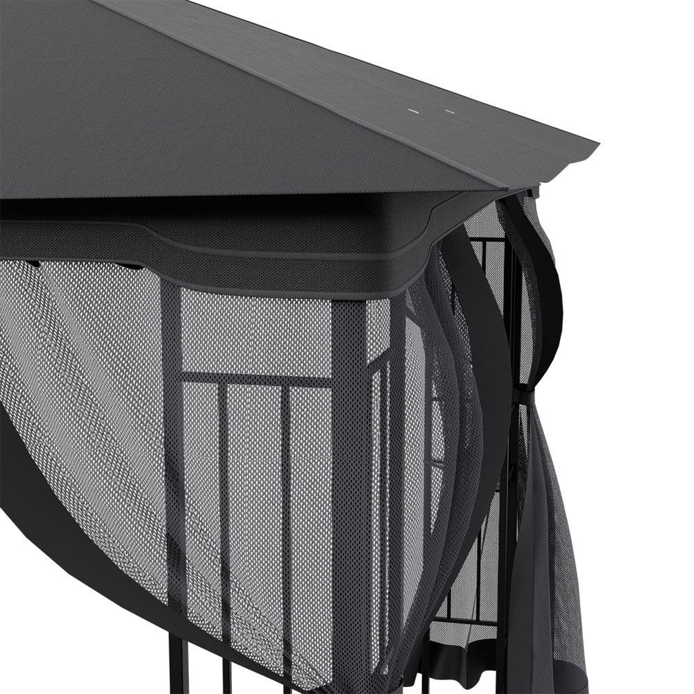 395cm X 295cm Outdoor Garden Gazebo With Ventilated Roof And Mesh Curtains,steel Frame Patio Shelter & Pa-coated Polyester Canopy For Backyard And Parties