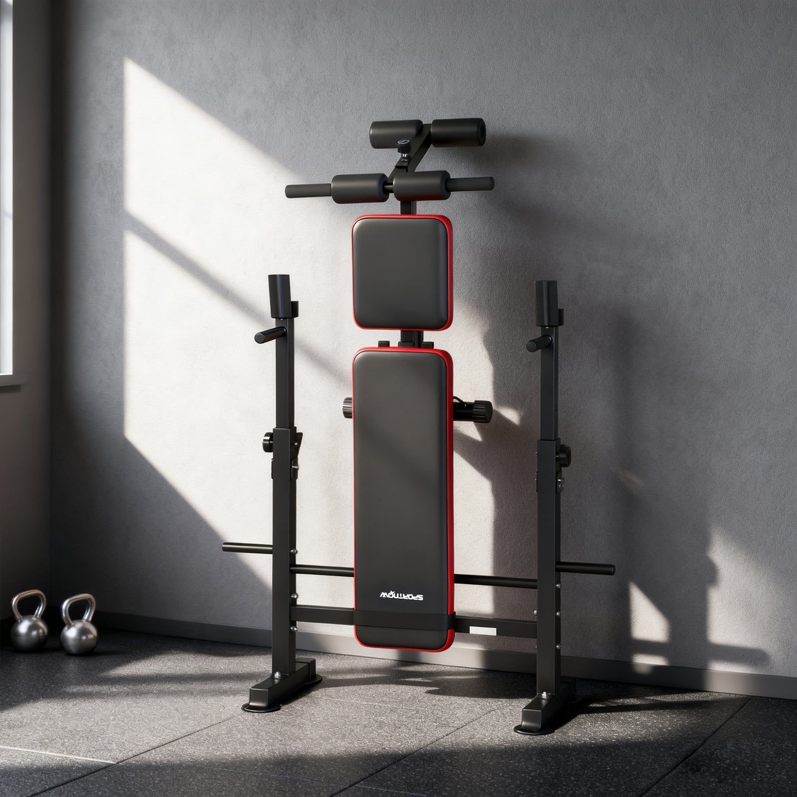 SPORTNOW Adjustable Weight Bench With Rack And Dip Stand