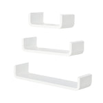 U Shaped Shelf Set Floating Wall Mounted Hanging 3pc Display