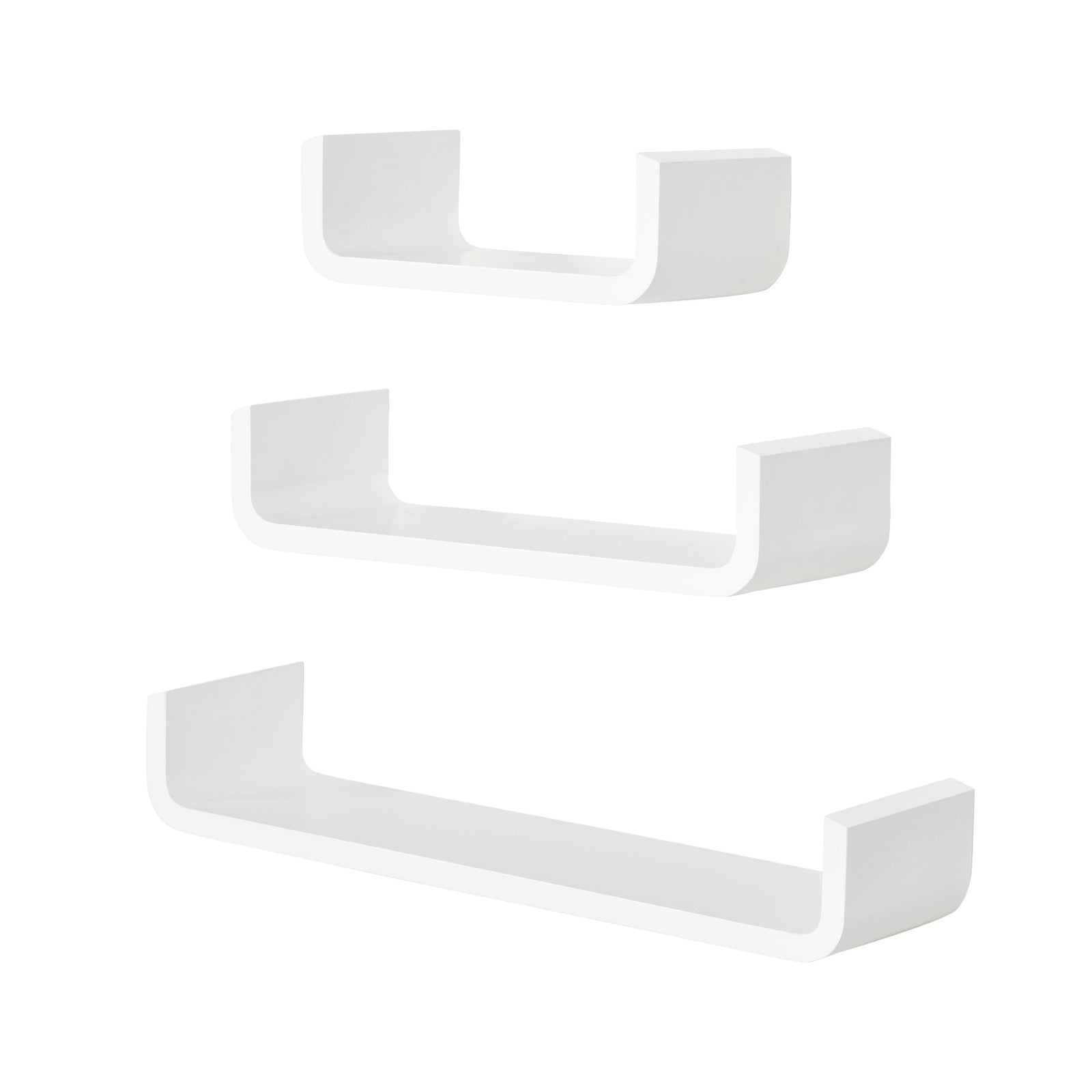 U Shaped Shelf Set Floating Wall Mounted Hanging 3pc Display