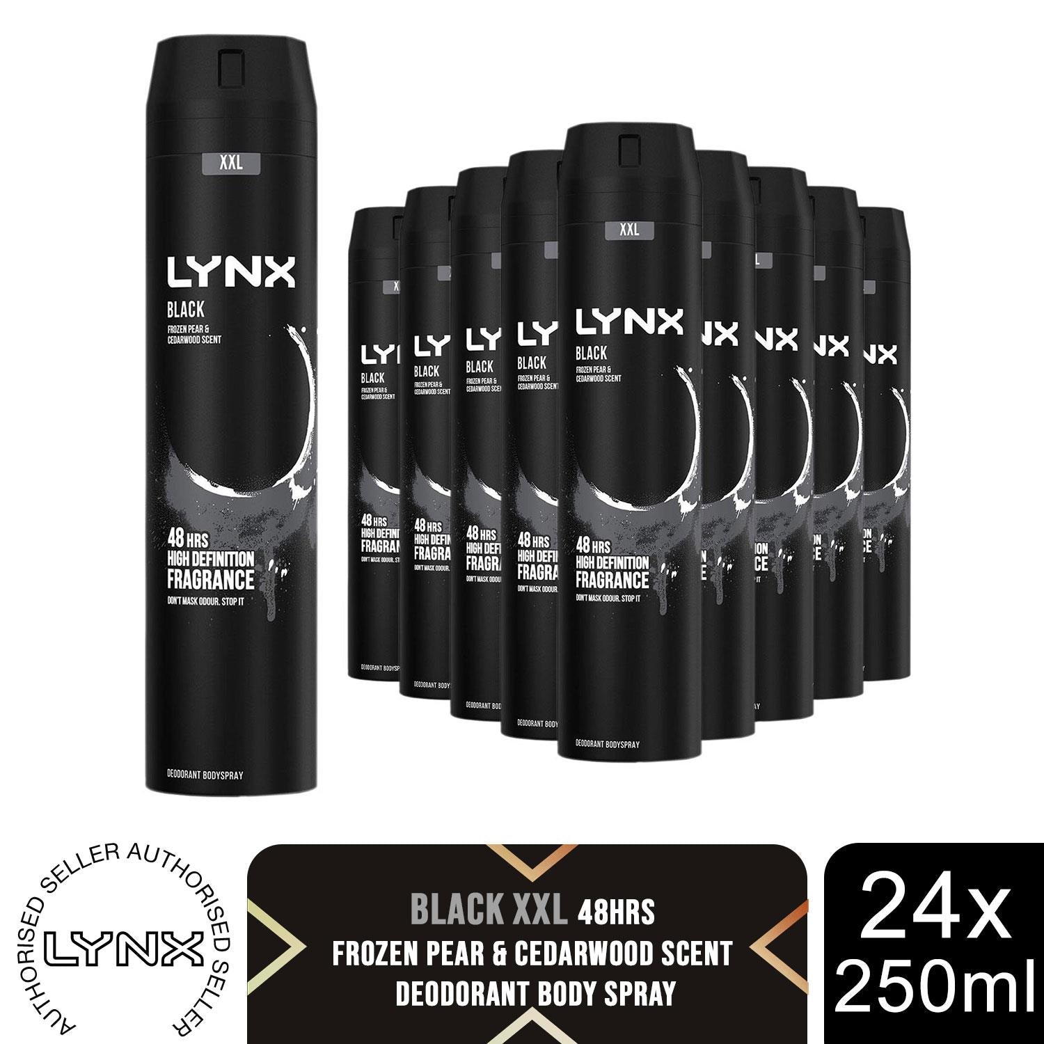 Xxl Aerosol Deodorant Body Spray Black 48h Protection 250ml, 24 Pack | Set of 24