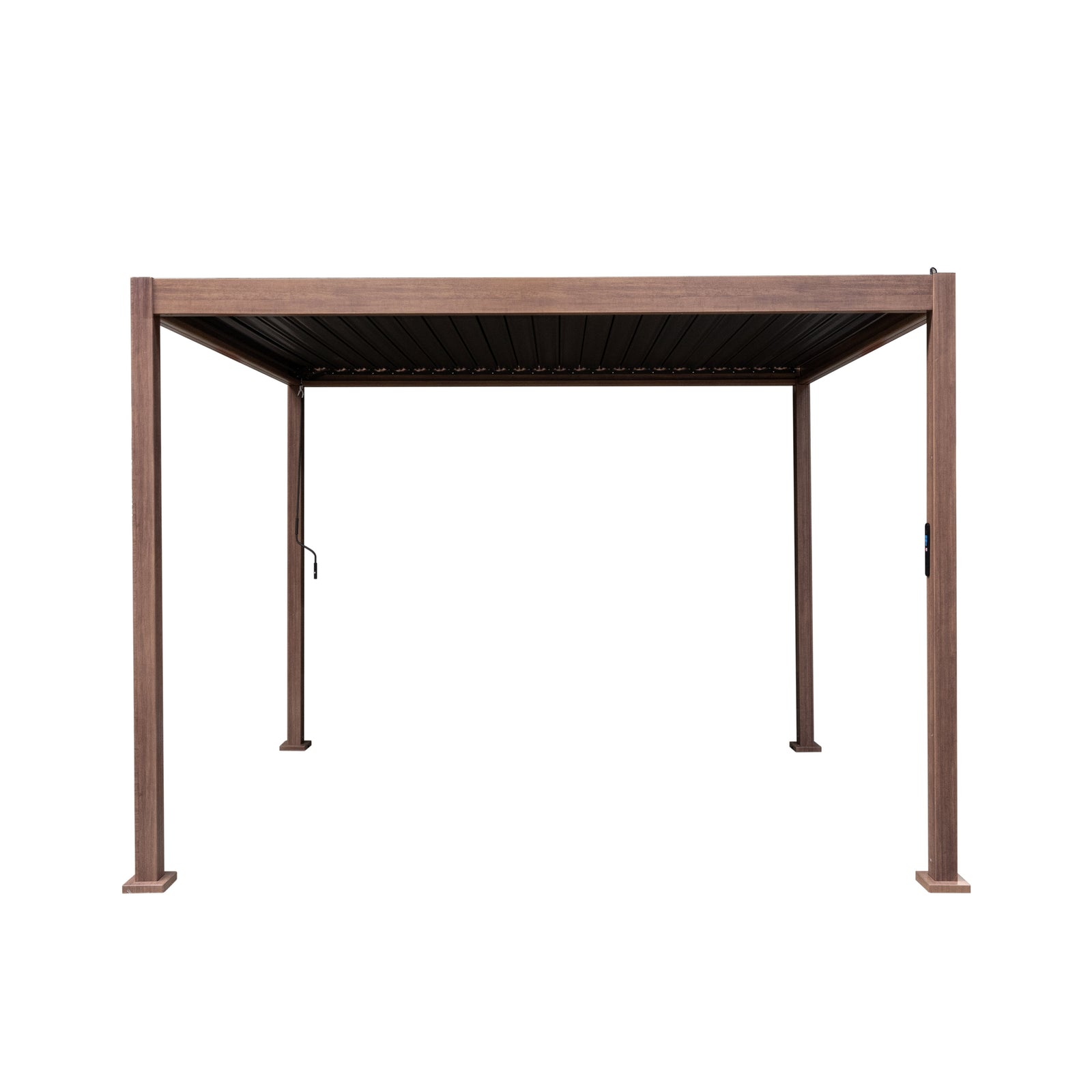 Wood Effect Aluminium Pergola | 3m x 3m | Brown