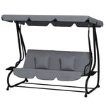 2-in-1 Garden Swing Chair For 3 Person W/ Adjustable Canopy | Dark Grey