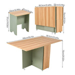 Drop Leaf Dining Table Set With 4 Stools | Green