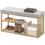 Shoe Storage Bench With Seat Cushion Tufted Shoe Rack Bench | Grey