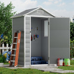 4.4x3.4ft Garden Plastic Storage Shed With Lockable Hinged Door