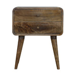 Solid Wood Curved Classic Grey Washed Bedside