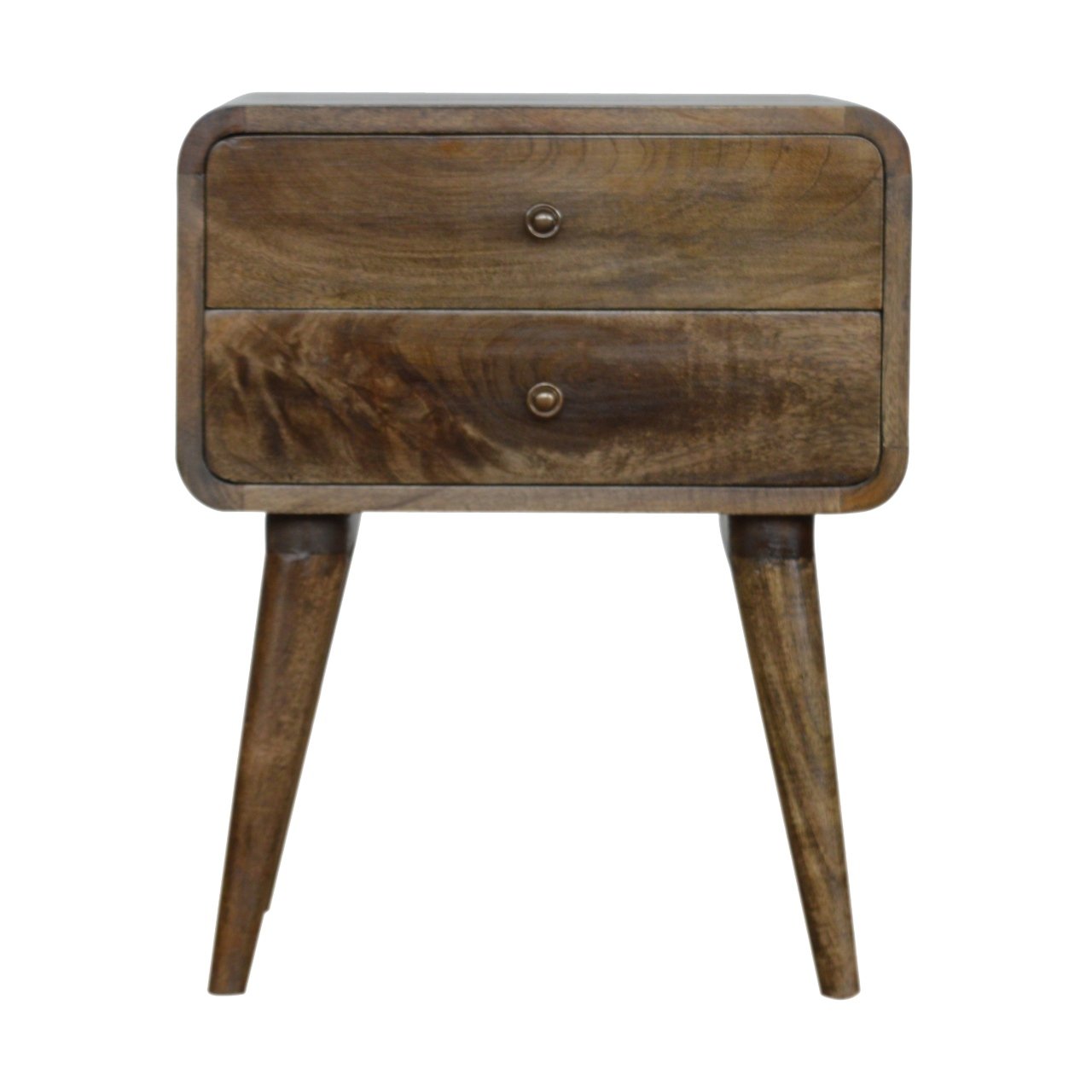 Solid Wood Curved Classic Grey Washed Bedside