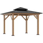 Outsunny 3.5 X 3.5m Wood Frame Hardtop Gazebo W/ Double Vented Roof