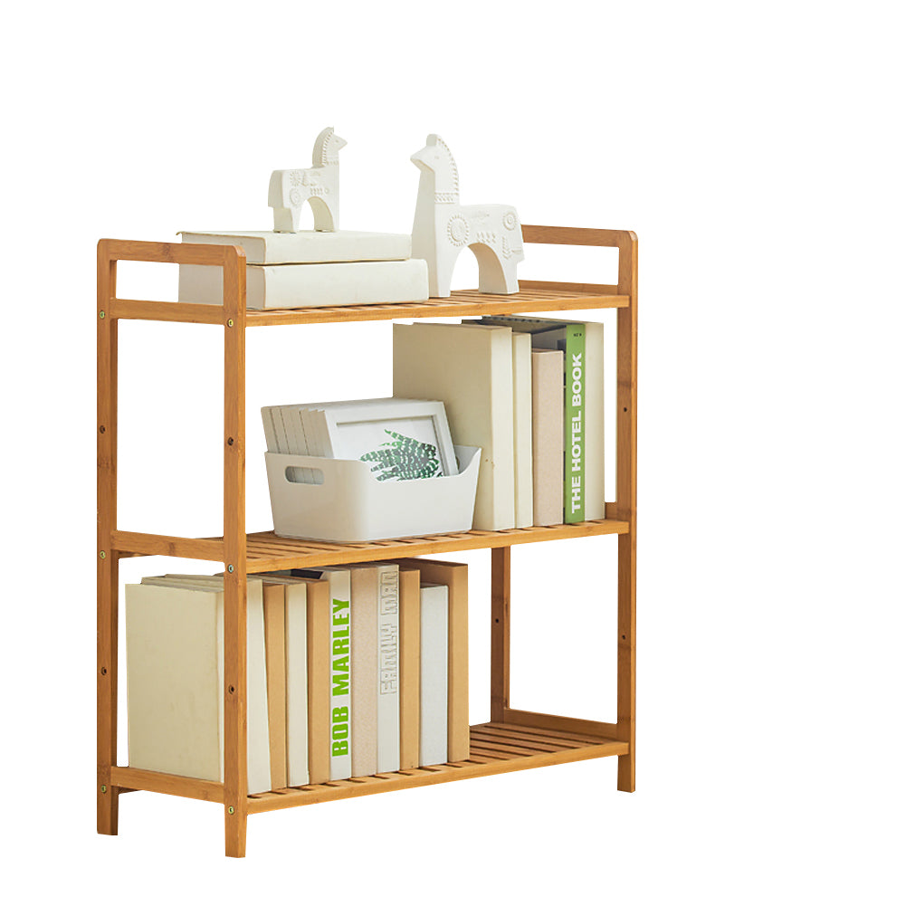 Tiered Bamboo Wood Book Storage Shelf | Medium
