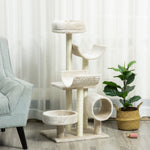Cat Tree For Indoor Cats With Scratching Post Perch Tunnel Beige