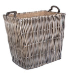 Wicker Grey Rectangular Log Basket | Large | Brown