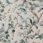 Vintage Floral and Bird Upholstered Armchair, Linen Fabric Accent Chair with Elegant Tufting