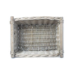 Wicker Grey Wash Wooden Handled Storage Basket | Medium | Gray