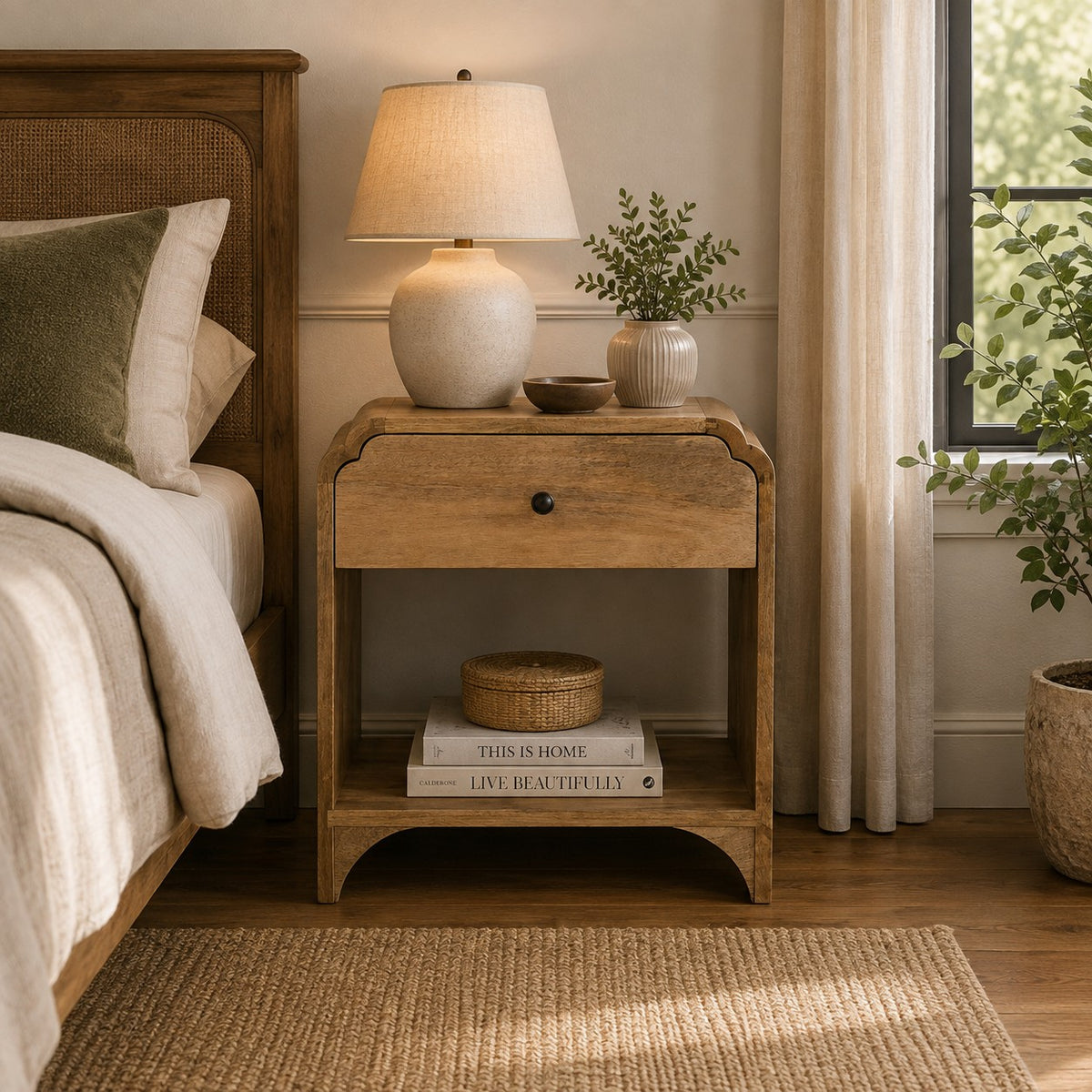 Solid Wood Newton Open-shelf Bedside