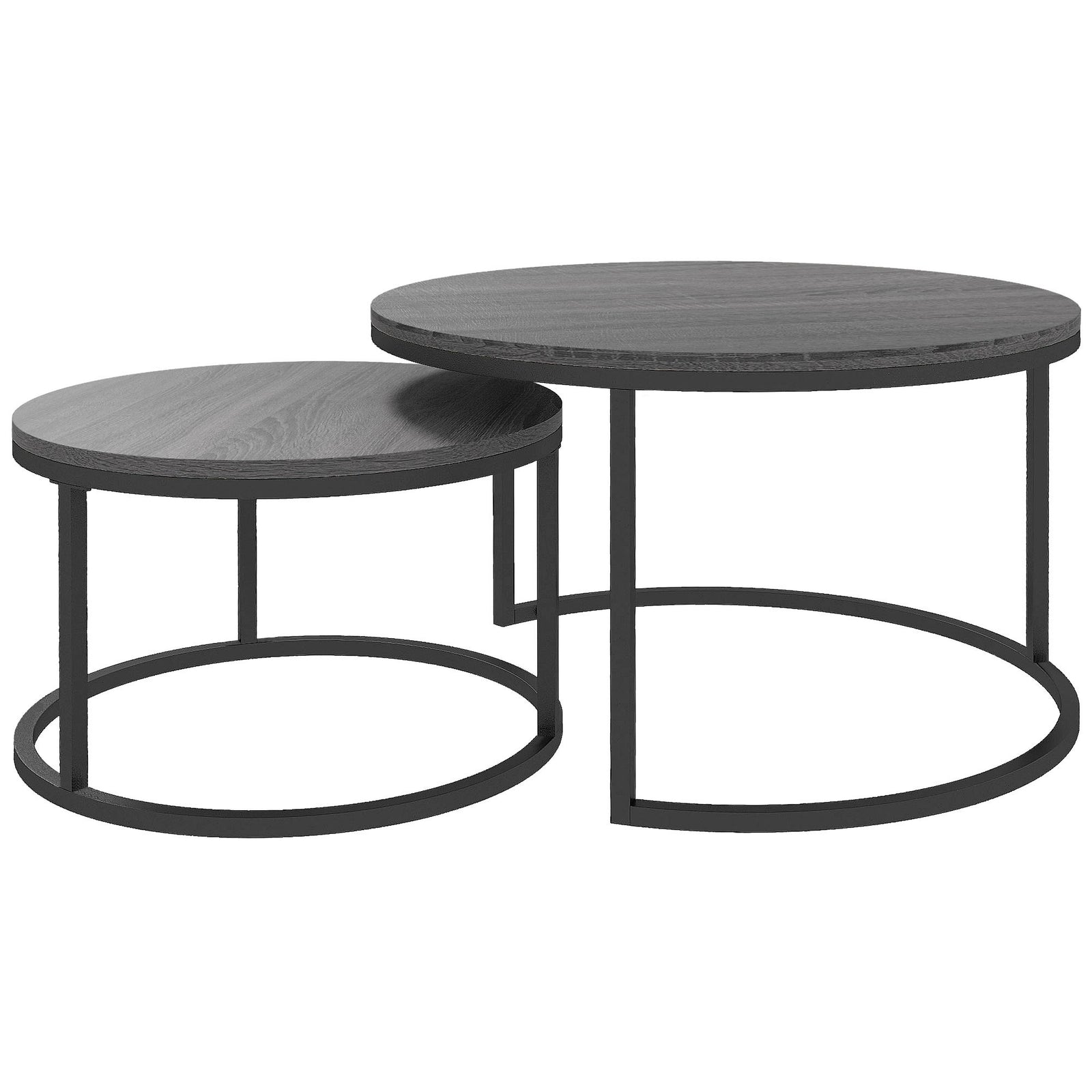 Stacking Coffee Tables Set, Marble Effect | Grey