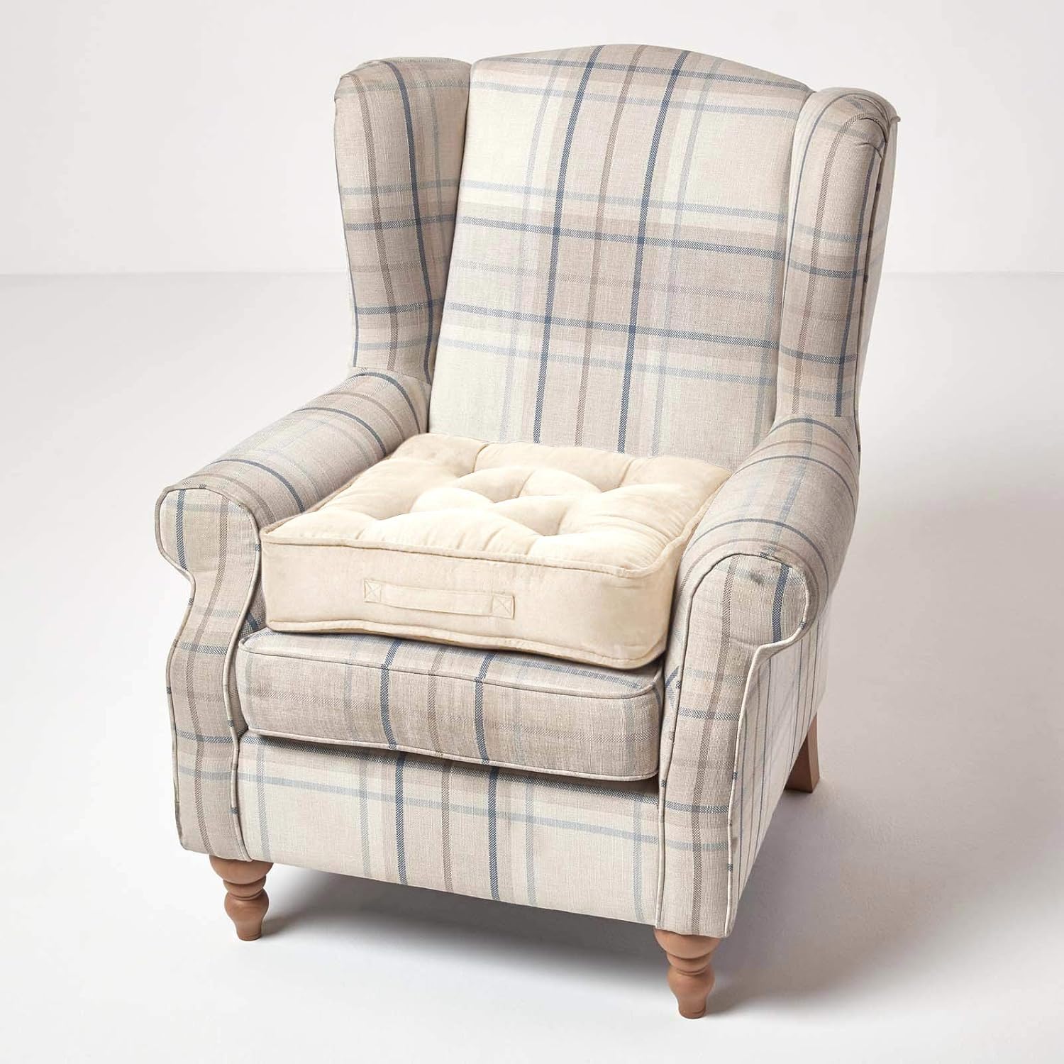 Faux Suede Armchair Booster Cushion | 50cm x 50cm | Cream