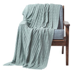 Combed Cotton Cable Knit Throw | 130cm x 170cm | Duck Egg Blue