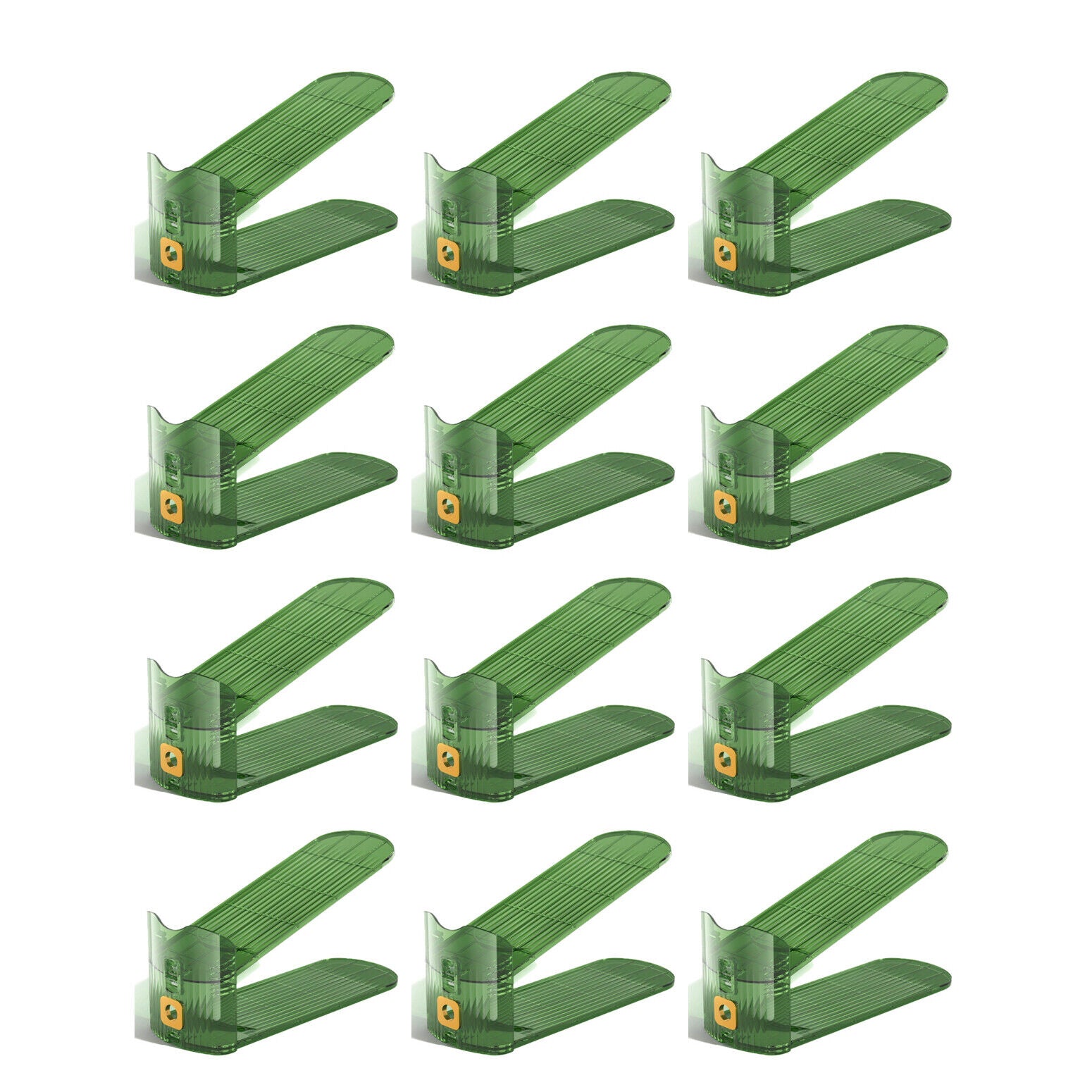 Acrylic Shoe Slot Organiser Adjustable Wardrobe Shoe Stacker Space Saver Rack | Green
