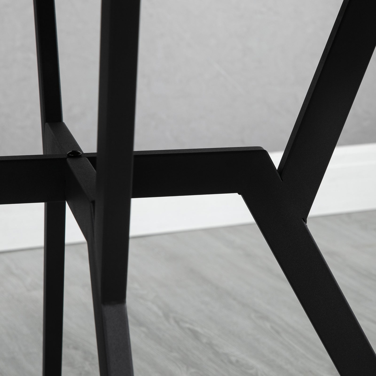 Dining Table With Round Top, Steel Legs, Brown