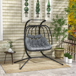 Pe Rattan Hanging Egg Chair With Metal Stand, Headrest