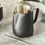 Stainless Steel Milk Steaming Jug With Latte Art Pen | 600ml | Black