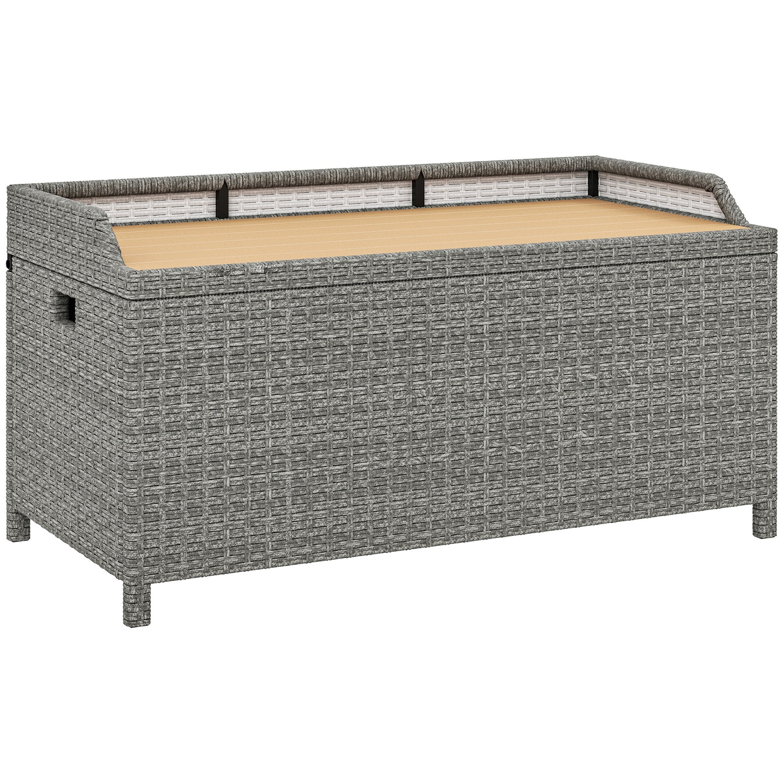 Outsunny Pe Rattan Outdoor Storage Bench