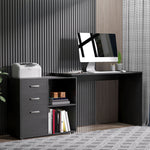 Computer Desk Table Workstation L Shape Drawer Shelf File | Black