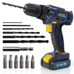 18v Cordless Drill Driver And Screwdriver Set & Drill Bit Kit Li-ion Battery Included, Lightweight Power Battery Drill | 13 Piece Kit – 1x 18v Battery + Charger | Blue