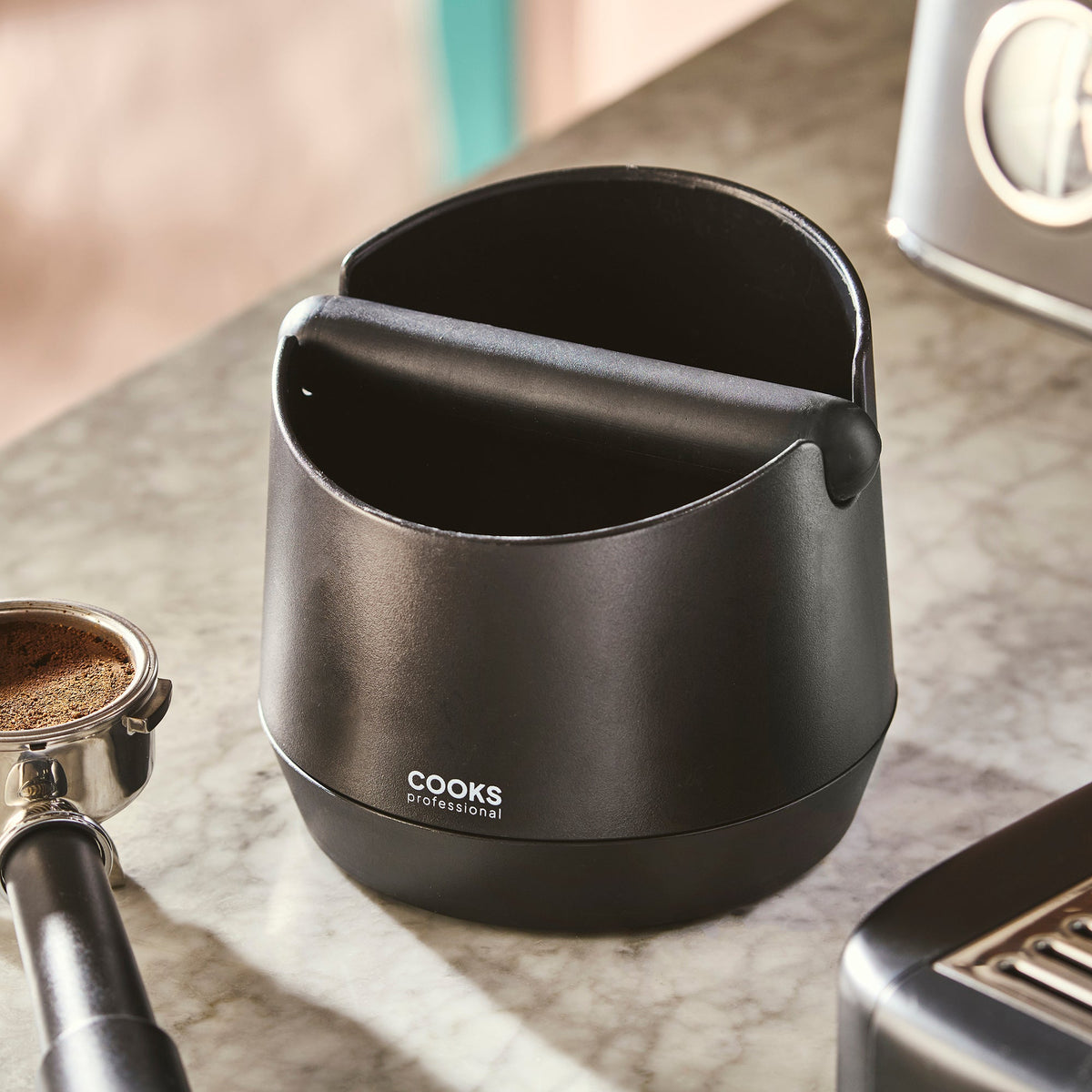 Espresso Knock Box - Plastic Coffee Grounds Bin | Large | Black