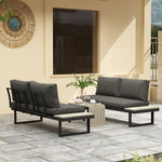 4 Seater L Shaped Aluminium Garden Furniture Set W/ Table