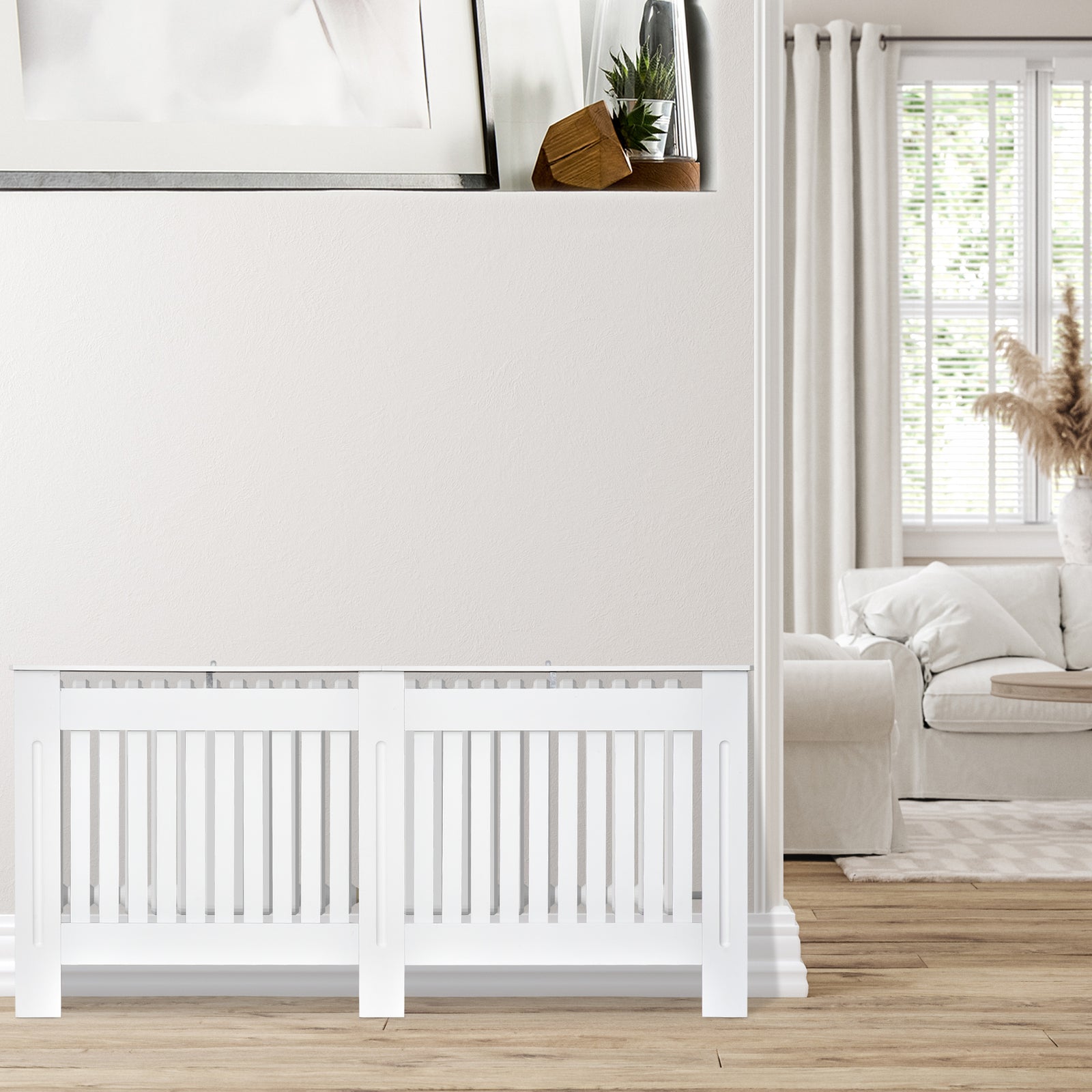 Radiator Cover Painted Slatted Mdf Grill 112/152/172cm | Large | White