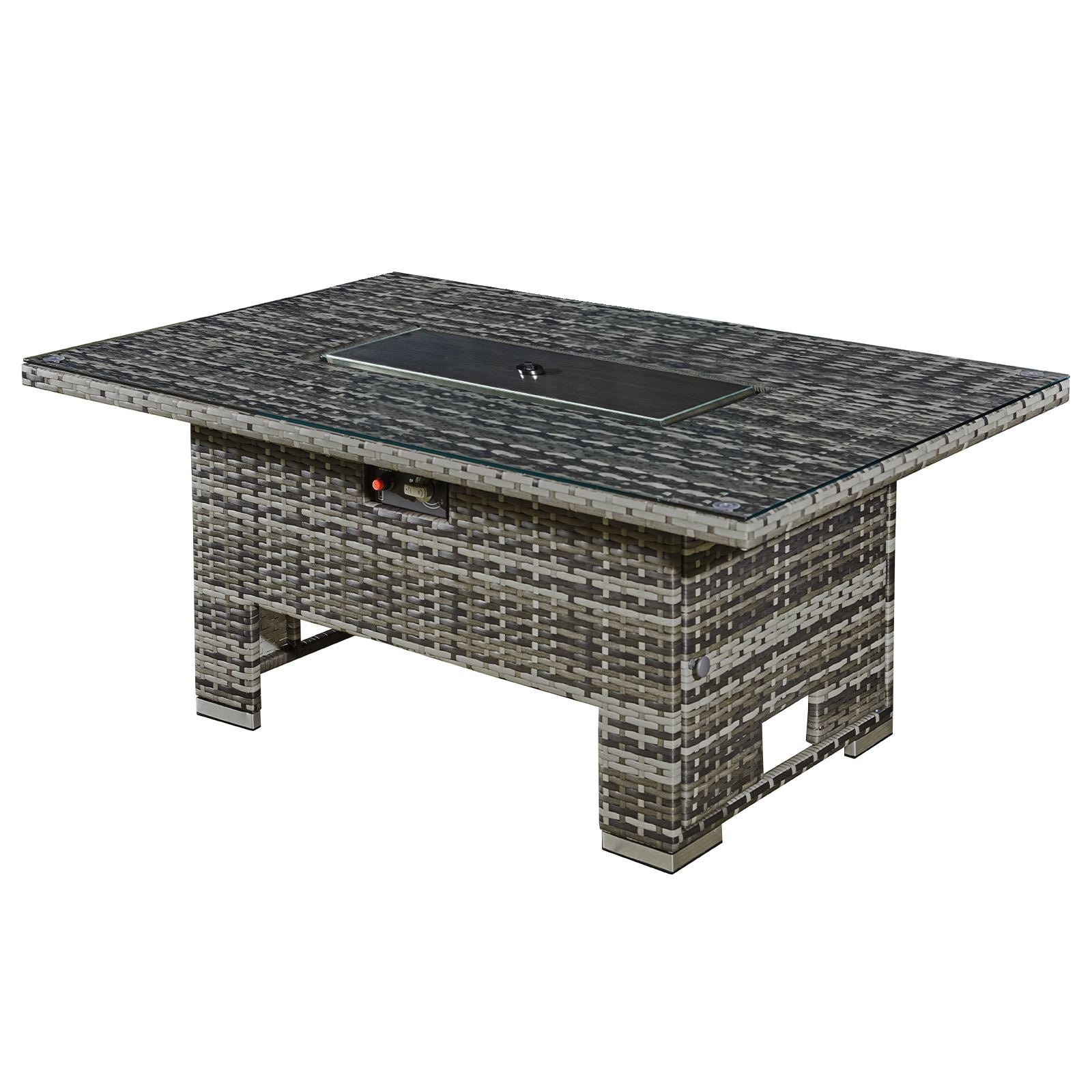 Icarus Rattan Rising Firepit Table | Walnut Grey
