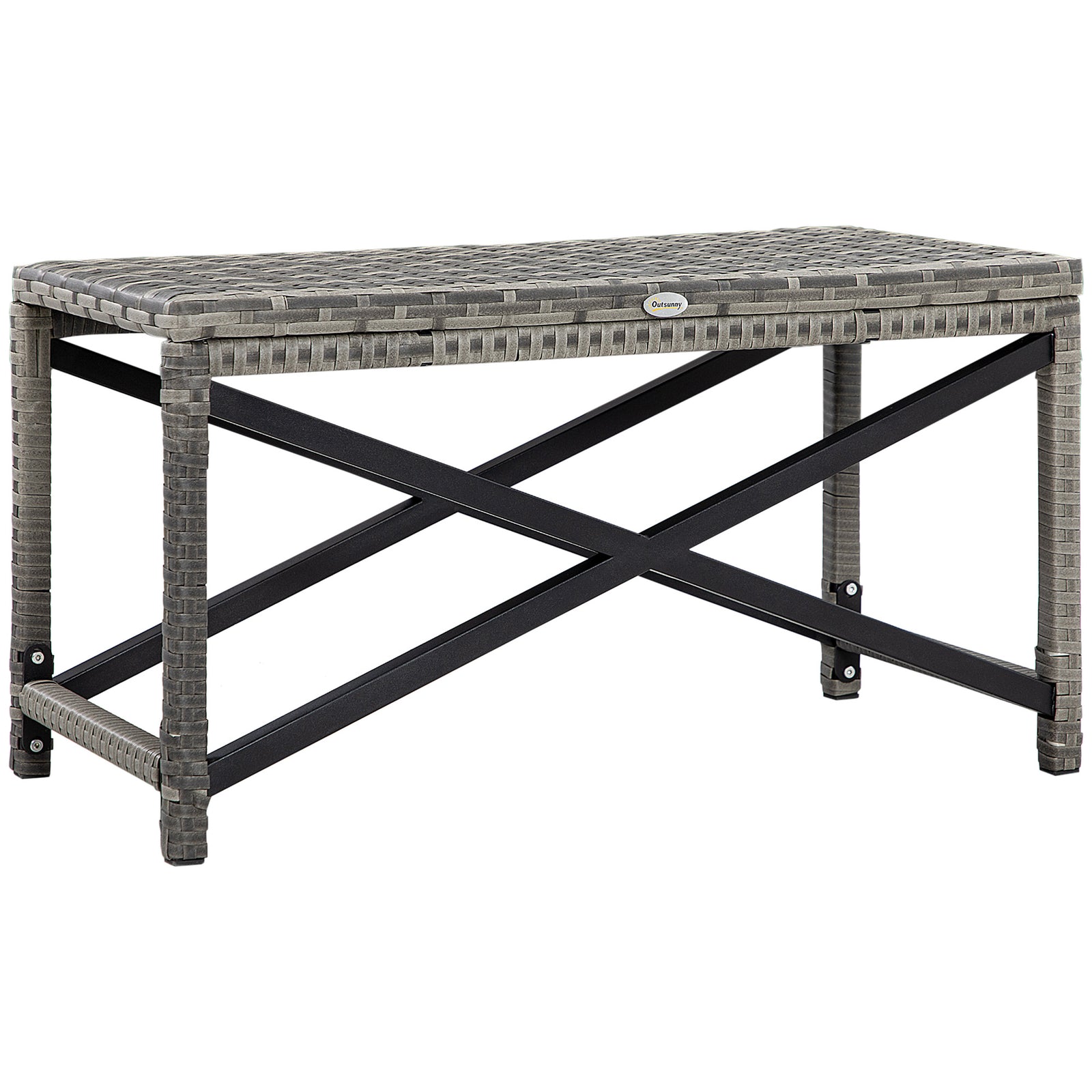 Pe Wicker Coffee Table With Woven Top, Plastic Board