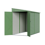 Zinc Steel Metal Garden Shed 4.7 × 8.86 Ft, Sloped Roof Outdoor Storage Shed With Built-in Hooks, Space-saving Design