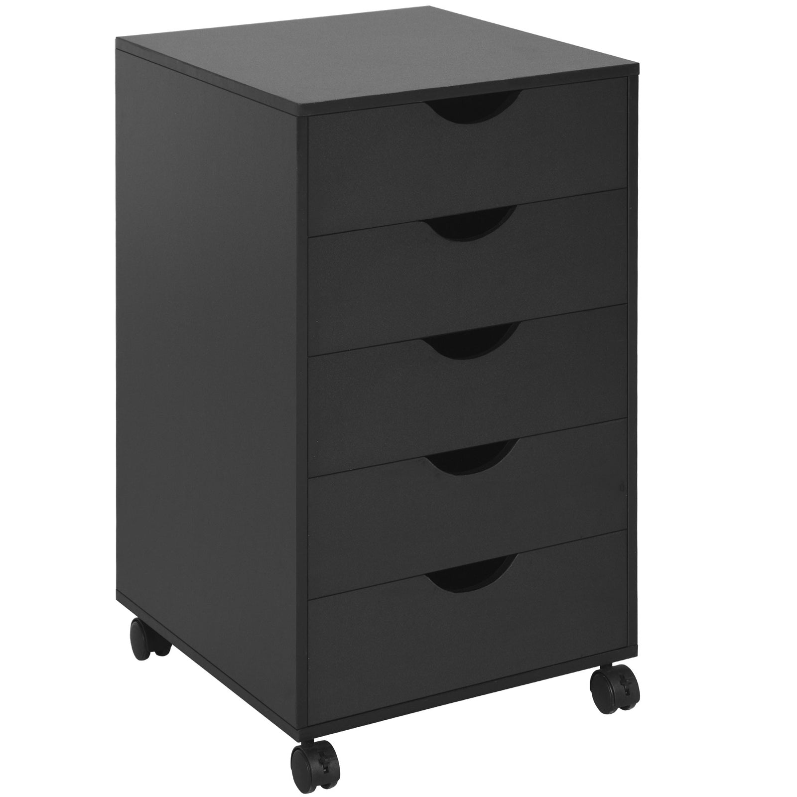 Mobile Vertical Filing Cabinet With 5 Drawers Home Office | One Size | Black