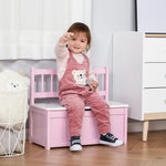 2 In 1 Wooden Toy Box, Seat Bench Storage Chest W/ Pneumatic Rod | Pink