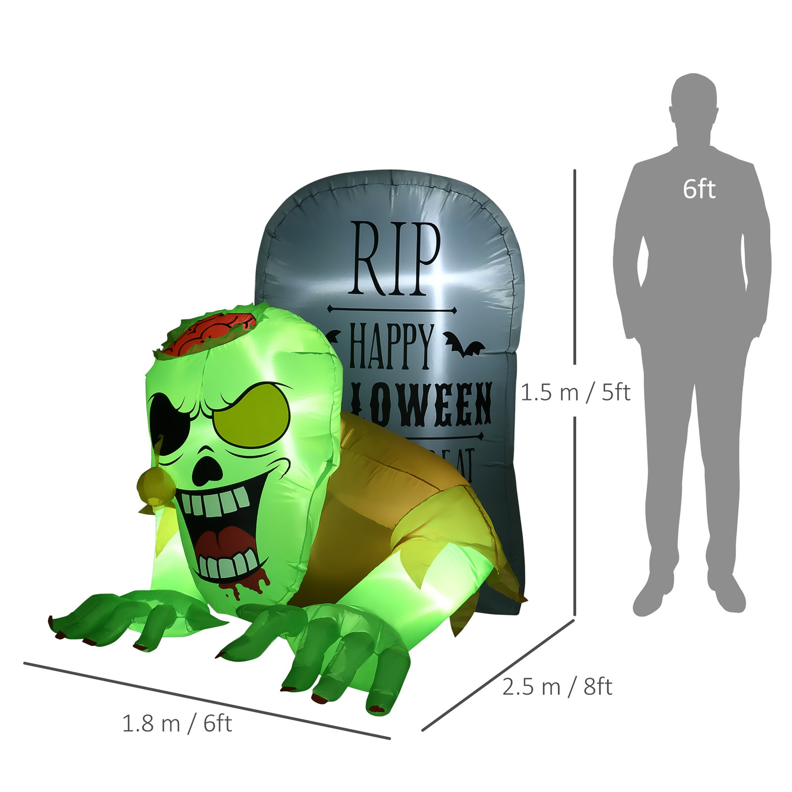5ft Halloween Inflatable Ghost, Blow Up Garden Decorations Led Decor
