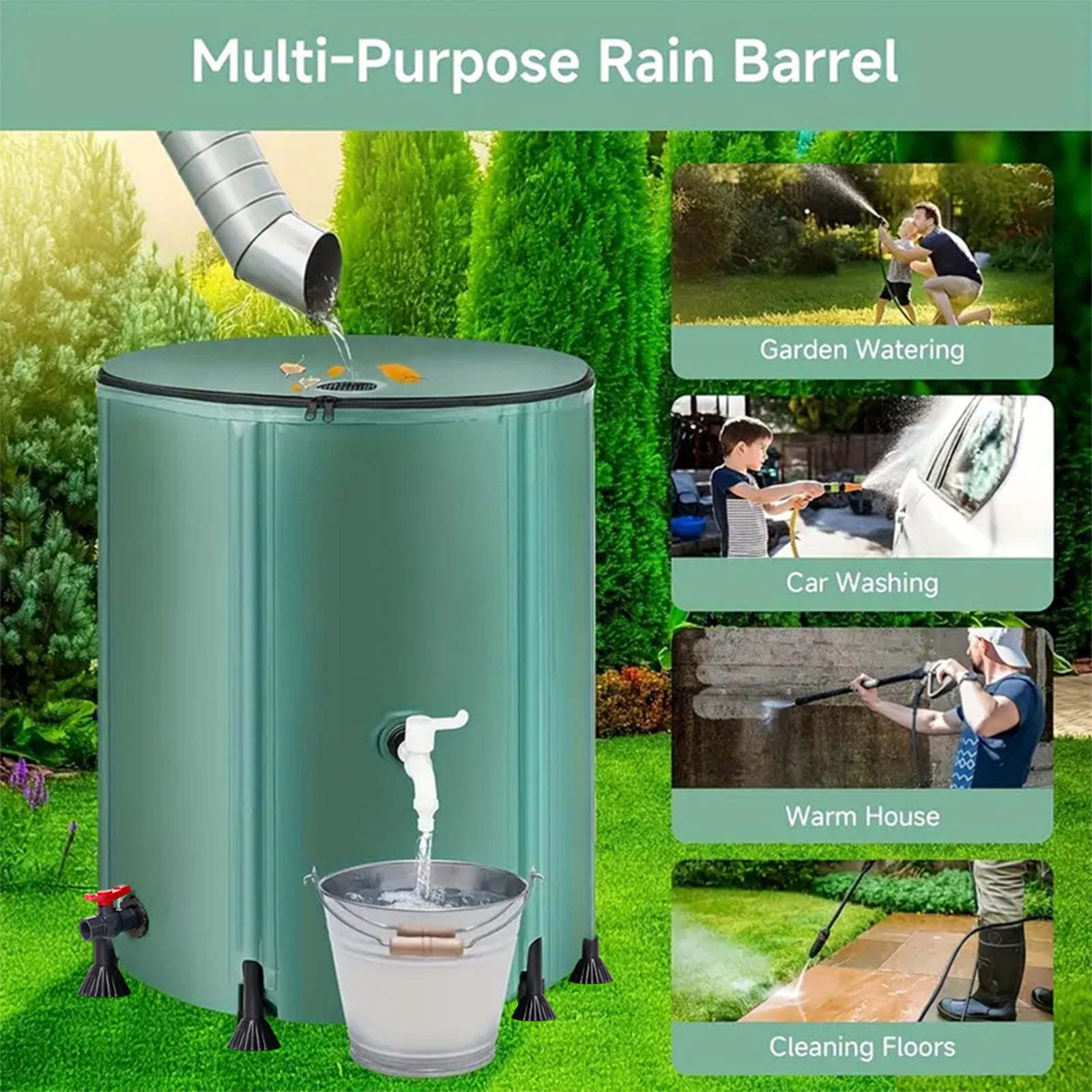 Collapsible Rain Barrel With Filter | Small